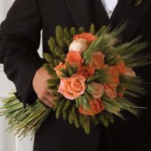 Same Sex Marriage Orange Peach Rose Groom Bouquet