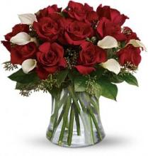 Be Still My Heart - Red Roses with Elegant Calla Lilies