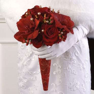 Classic Red Burgundy Amaryllis Bridal Bouquet