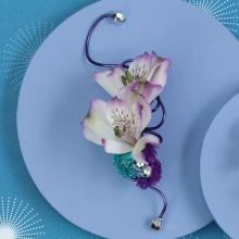 Novelty White and Purple Boutonniere