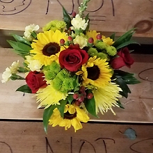 Sunflowers and Red Roses Plus