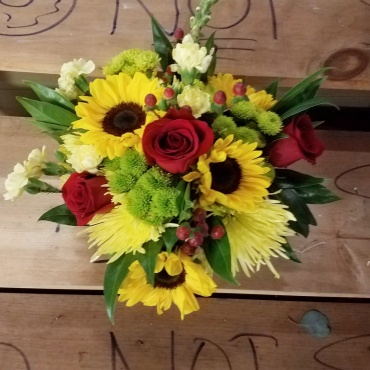 Sunflowers and Red Roses Plus