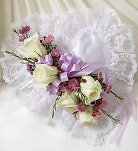 Lavender and White Satin Heart Casket Pillow