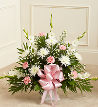 Pink and White Sympathy Floor Basket