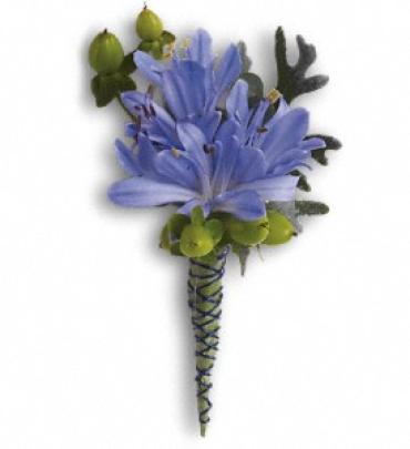 Bold and Blue Boutonniere