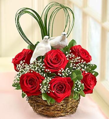 Love Birds Nest of Roses