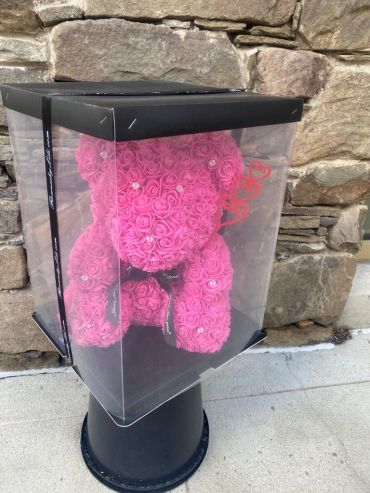Forever Rose Bear Hot Pink Large W Custom Window Box