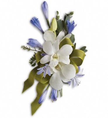 Blue and White Elegance Corsage