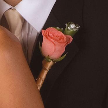 Peach Rose Boutonniere