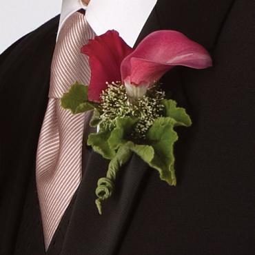 Double Pink calla Boutonniere