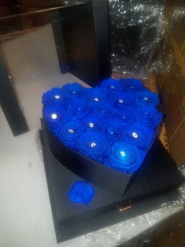 Forever Roses That Last Year Heart Edition Electric Blue Diamond