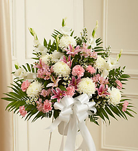 Pink and White Sympathy Standing Basket