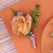 Peach Rose and Seeded Eucalyptys Boutonniere