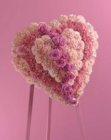 Baby Pink Heart Wreath on Standing Easel