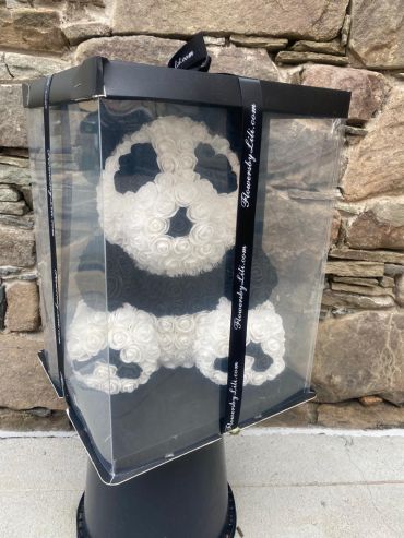 Forever Rose Bear Panda Bear W Custom Window Display Box