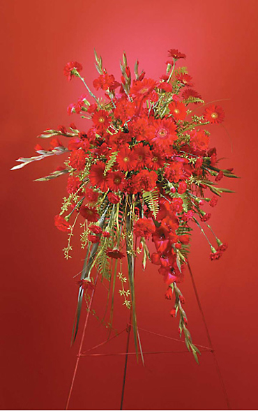 Passionate Red Funeral Arrangement