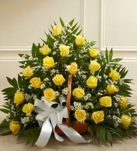 Yellow and White Rose Fireside Basket