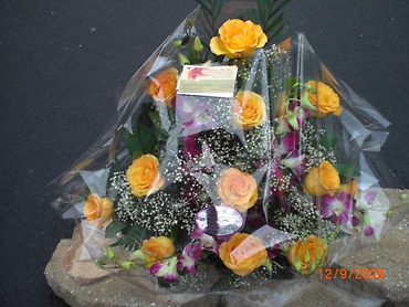 Yellow Roses with Baby Orchids