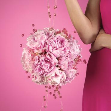 Pink Pomander with Wire and Jewel Handle