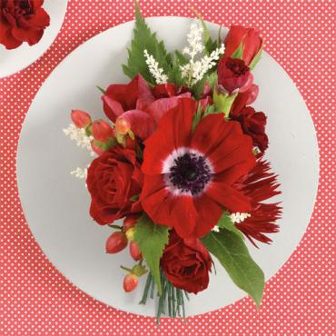 Red Anemone,  Spray Rose and Berry Corsage