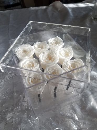 Forever Love Roses That Last A Year Square Acrylic Classic White