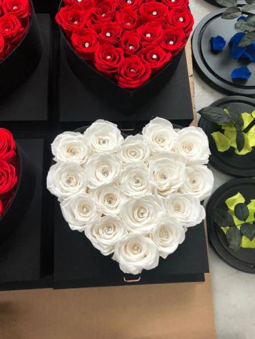 Forever Roses That Last A Year Heart Edition White