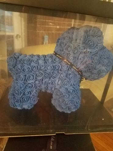 Forever Rose Bear Large Poodle - Blue