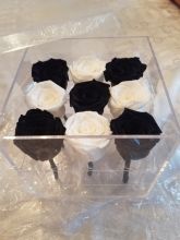 Forever Love Rose That Lasts A Year Acrylic Box Ebony and Ivory