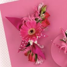 Hot Pink Gerber Daisy and Mini Roses Corsage