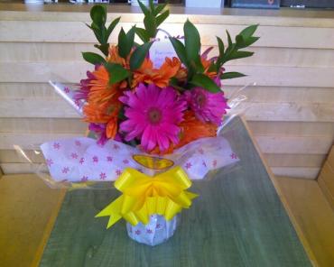 Sweet Gerberas with Ruscus