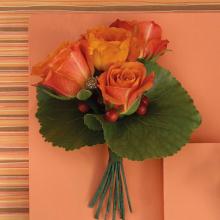 Orange Spray Rose and Red Berry Boutonniere