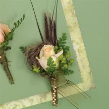 White Rose and Green Berry Boutonniere