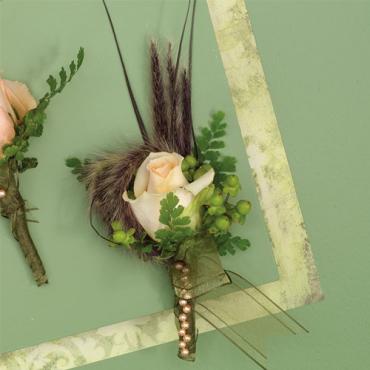 White Rose and Green Berry Boutonniere