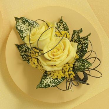 Double Yellow Rose Corsage