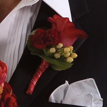 Red Rose and Carnation  Boutonniere