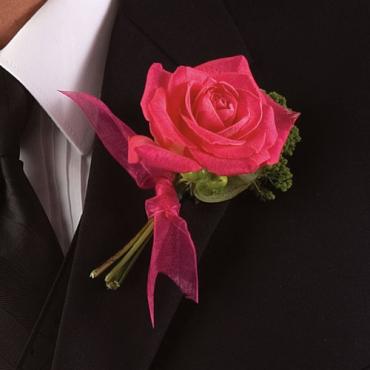 Coral Rose Boutonniere