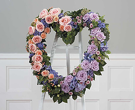 Bi Color Heart Shaped Standing Funeral Spray