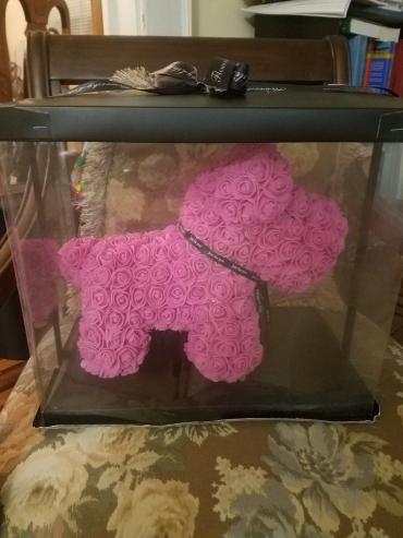 Forever Rose Bear Large Pink Poodle